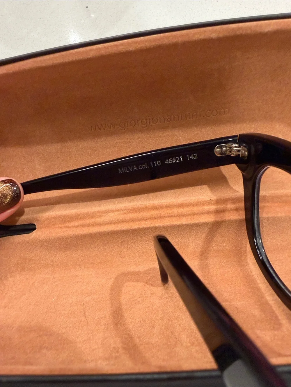 Giorgio Nannini MILVA-110-46 Black Italian Cat-Eye Glasses/Frames, Original Case